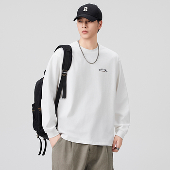 Muška duga majica s otiskom motocikla, širok kroj, 100% pamuk, okrugli izrez, streetwear casual