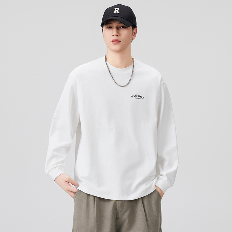 Muška duga majica s otiskom motocikla, širok kroj, 100% pamuk, okrugli izrez, streetwear casual