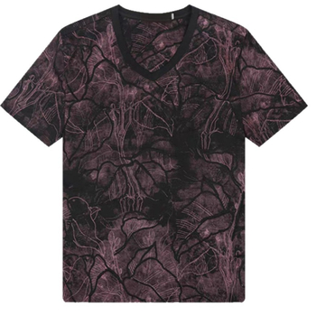Muško T-shirt s V-izrezom, kratki rukav, ljetni casual stil, mješavina ice-silk i pamuka, digitalni print, brzo sušenje, prozračan