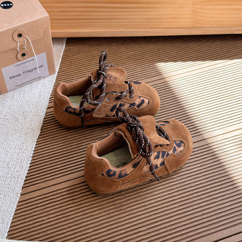 Dječje tenisice u korejskom stilu s leopard uzorkom, unisex, jesen 2025, casual sportske tenisice