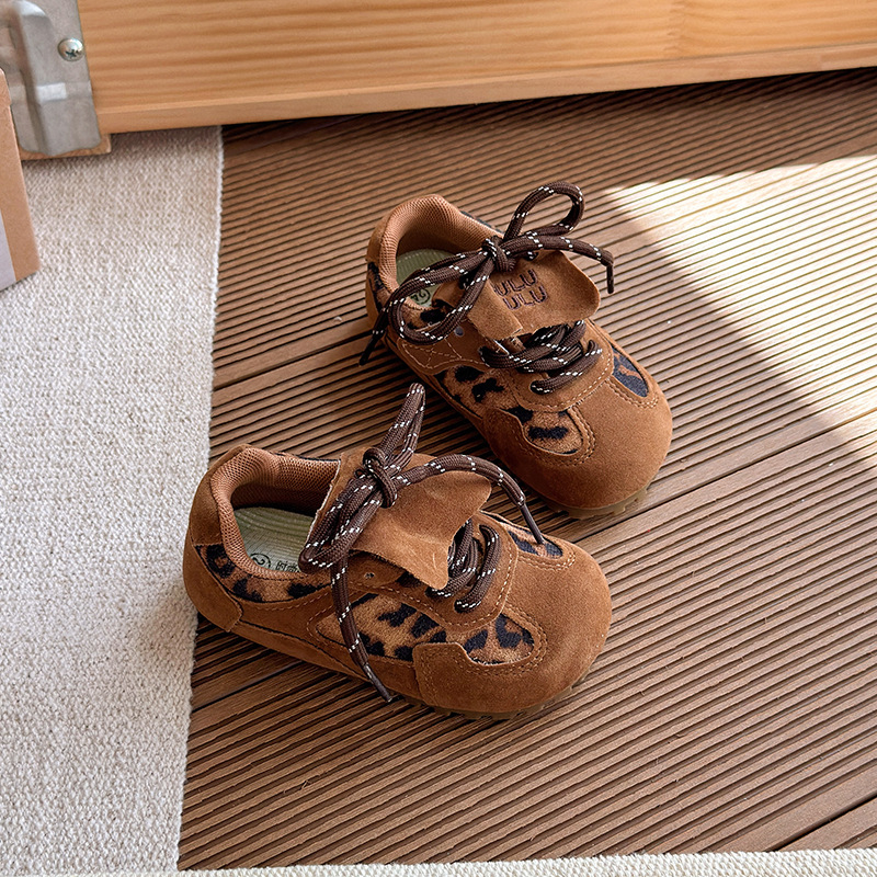 Dječje tenisice u korejskom stilu s leopard uzorkom, unisex, jesen 2025, casual sportske tenisice