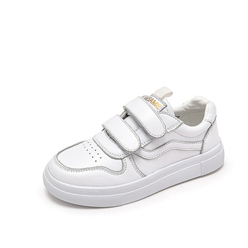Dječje bijele casual tenisice, niski gornji dio, zatvaranje na Velcro, gornji dio od teleće kože, gumena potplat, prozračne, vodootporne, protuklizne, unisex, proljeće i jesen