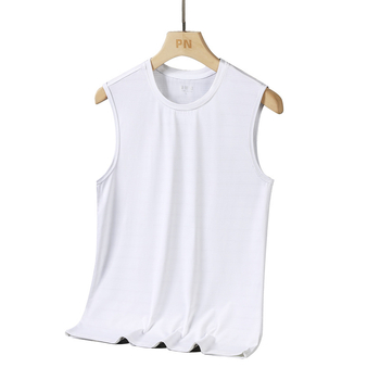 Muški tank top bez rukava s okruglim izrezom, Ice Silk jednobojan, casual-sport stil, plus veličina, slim fit, ljeto