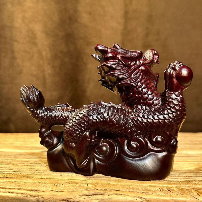 Zeleni drveni drakon – rezbarena ukras za dnevni boravak, dvanaest znakova zodijaka