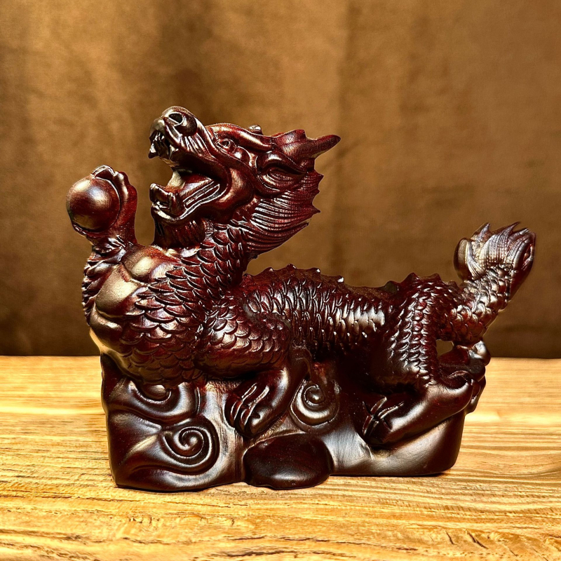 Zeleni drveni drakon – rezbarena ukras za dnevni boravak, dvanaest znakova zodijaka