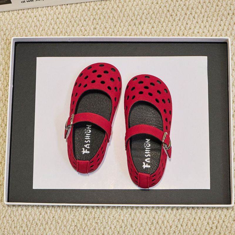 Dječje Mary Jane sandale za djevojčice, ljeto 2025, prorezan dizajn, kopča na Velcro, gumeni đon