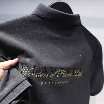 Moderna muška ljetna polo majica s izvezenim detaljem, pamuk, kratki rukav, poslovni casual B1DBB2217