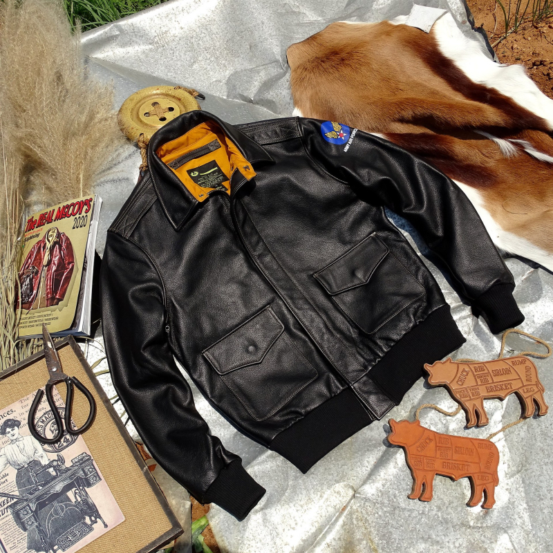 A2 pilotska kožna jakna, američki retro stil, vrhunska teleća koža, muški, kratka, slim fit