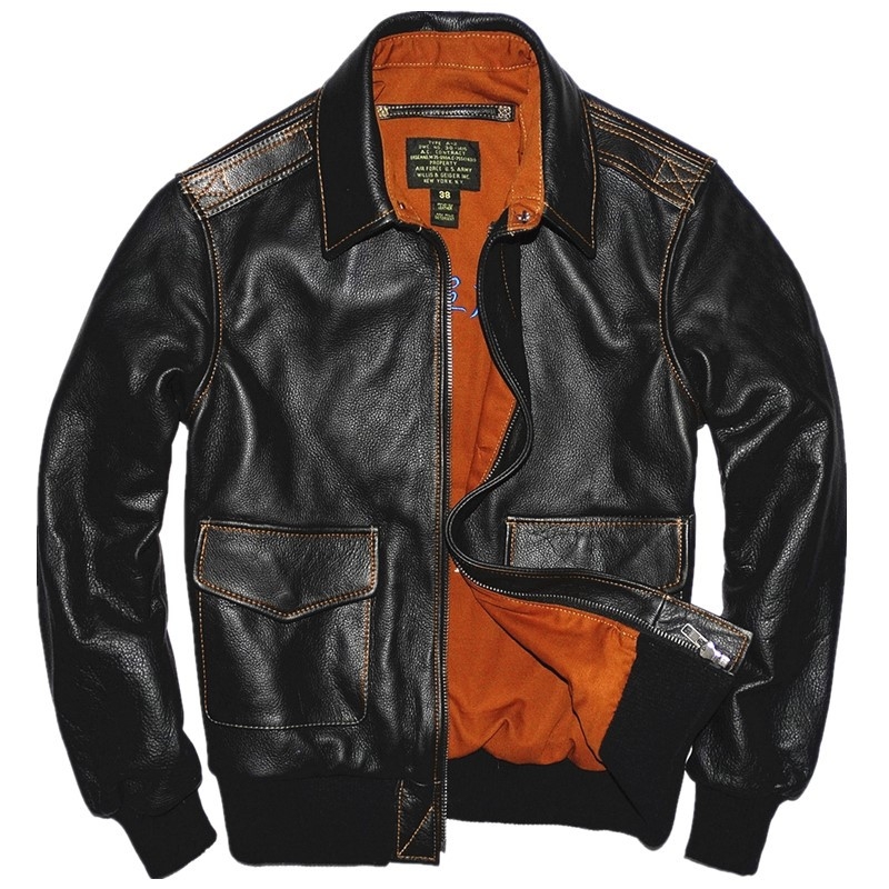 A2 pilotska kožna jakna, američki retro stil, vrhunska teleća koža, muški, kratka, slim fit