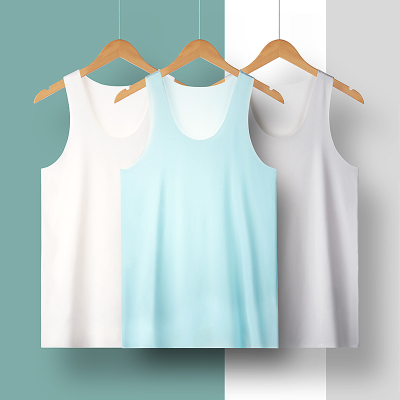 Muški bezšavni tank top od ledenog svile, uskog kroja, za sport i fitness, bez rukava, prozračan