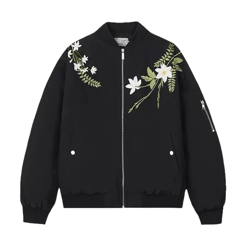 Američka stil retro cvjetna baseball jakna, široka silueta, muška jesen-zima, debeli topli bomber, stil za parove