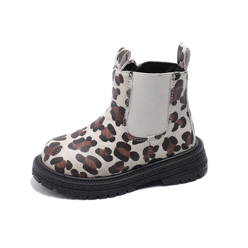 Dječje Martin čizme s leopard uzorkom, srednje visine, bočni zatvarač, casual stil