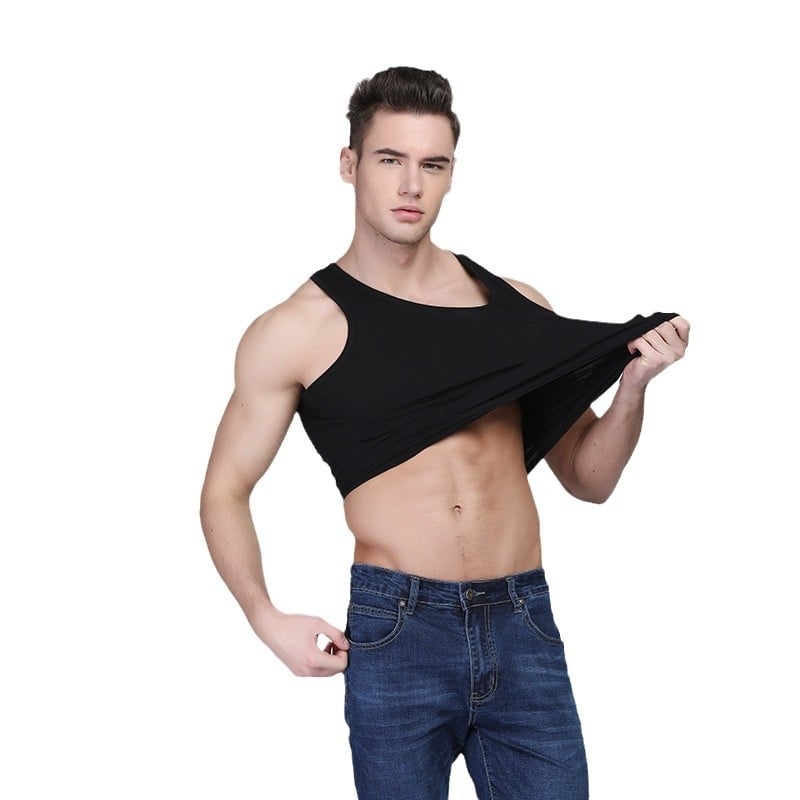 Muški pamučni tank top za sport, uski kroj, bazni sloj, plus veličina, ljeto