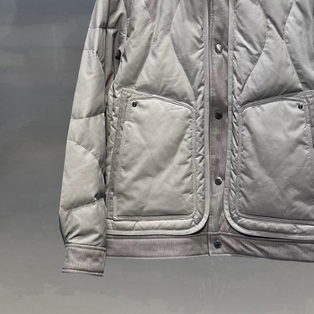 Оригинален дизайн, есен 2025, леко пухено яке с къс модел и яка от тип риза, патчворк детайли, за мъже