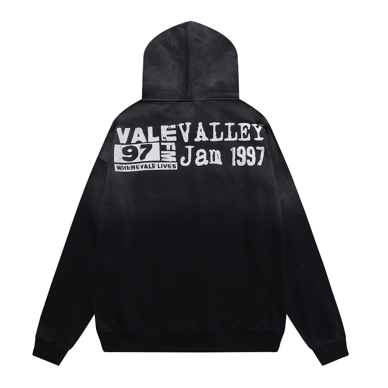 Vale Forever Vintage качулен суитшърт с голям печат на верига, кал-ефект и винтидж стил, мъжки
