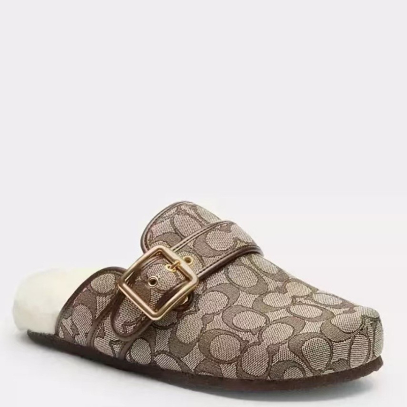 Ženske zimcke papuče s flis unutrašnjošću, slip-on, okrugli vrh, gumeni potplat