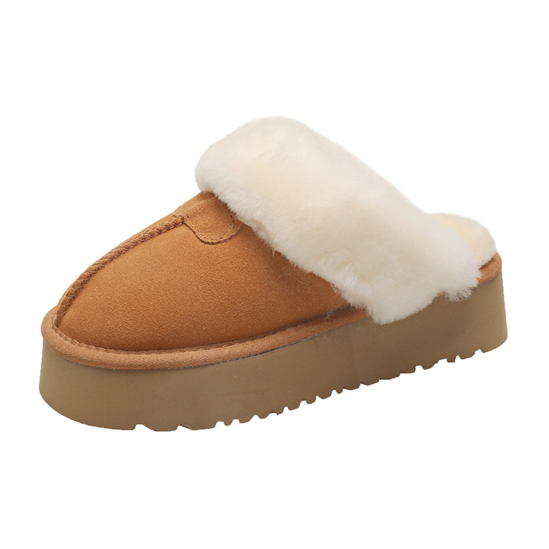 Ženske zimske papuče od krzna, slip-on, zatvorenim prstom, debela podstava
