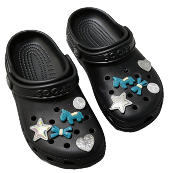 Xc-123-1 Ukrasi za Crocs: zelena mašna, poni i zvjezdica