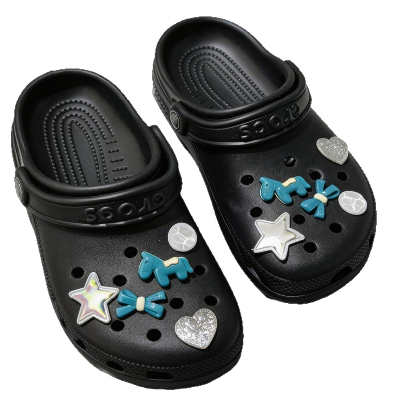 Xc-123-1 Ukrasi za Crocs: zelena mašna, poni i zvjezdica
