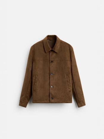 Мъжко яке със замшена текстура и стояща яка