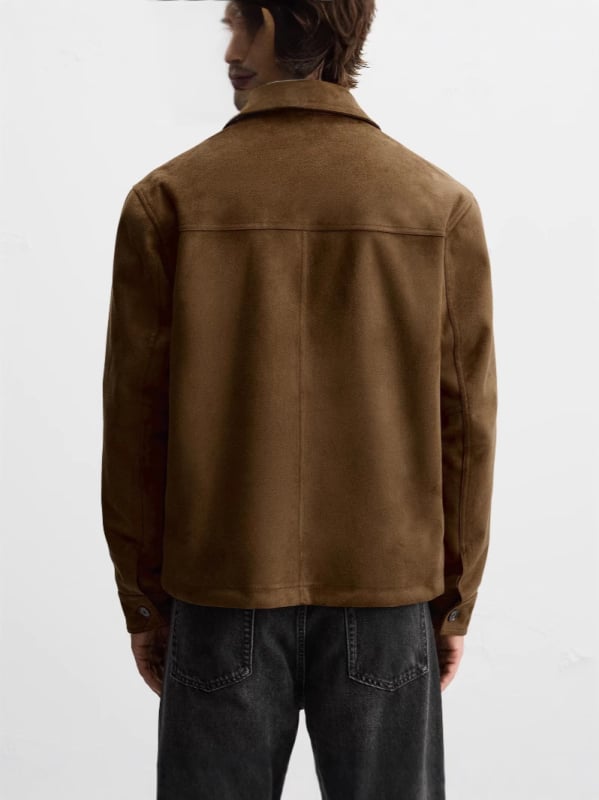 Мъжко яке със замшена текстура и стояща яка