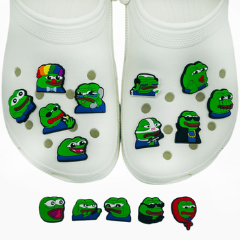 Set cvjetnih ukrasa za Crocs iz serije Sad Frog — odvojive kopčice za cipele i vrtne sandale