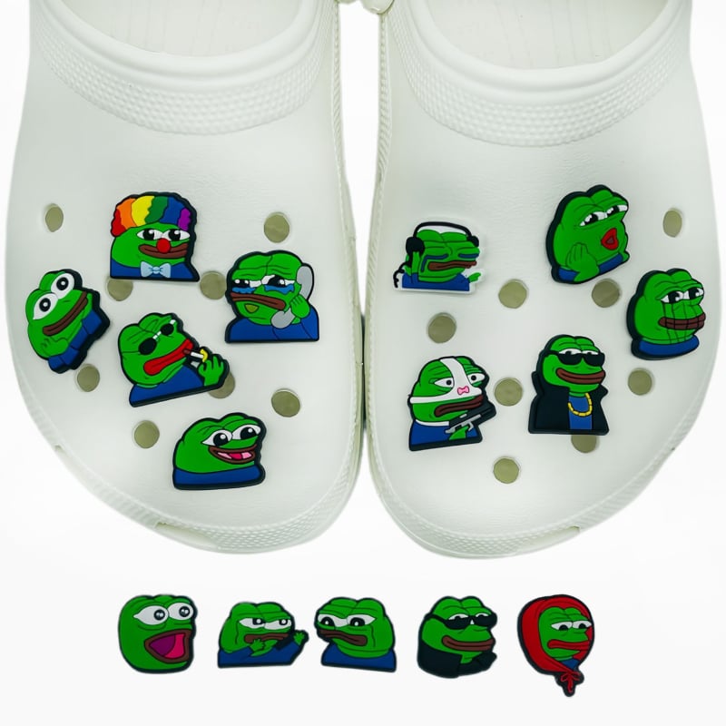 Set cvjetnih ukrasa za Crocs iz serije Sad Frog — odvojive kopčice za cipele i vrtne sandale