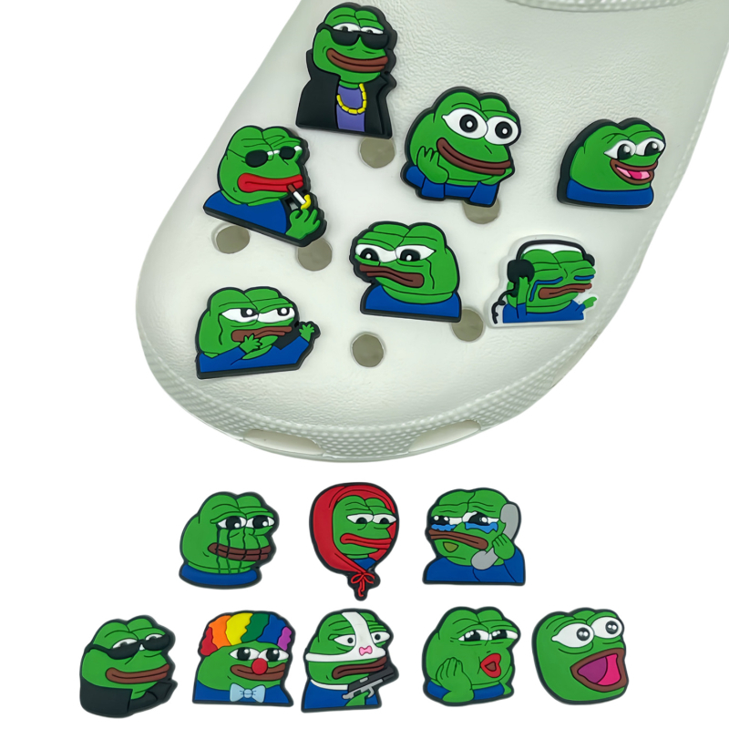 Set cvjetnih ukrasa za Crocs iz serije Sad Frog — odvojive kopčice za cipele i vrtne sandale