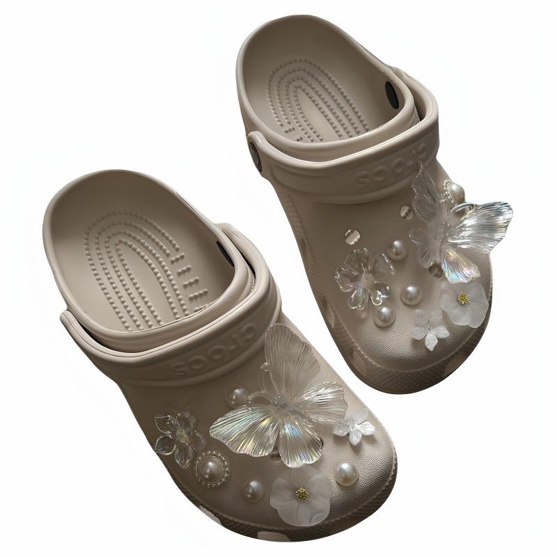 DIY kristalni cvjetovi i leptiri za Crocs-stilne cipele s rupama