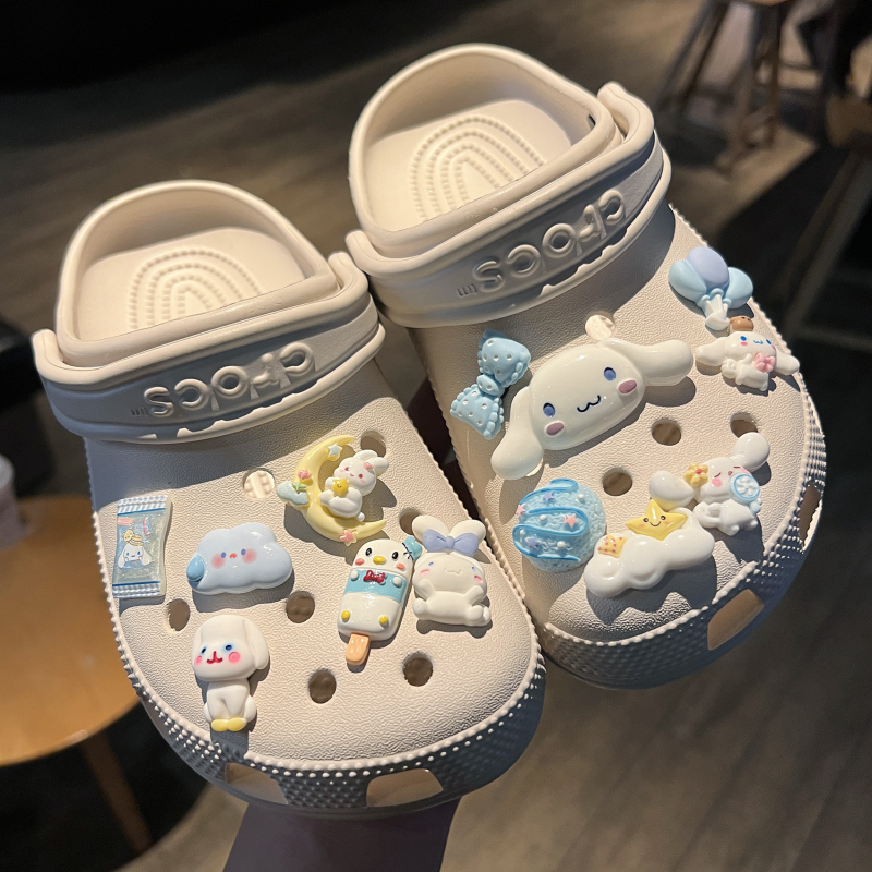 Aksesoari za Crocs: crtani pas s velikim ušima, DIY cvijet za tenisice s motivom oblaka i sladoleda, kompatibilno s Carlochi kopčom