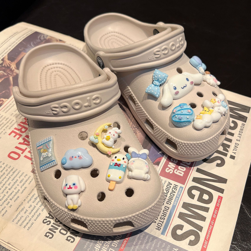 Aksesoari za Crocs: crtani pas s velikim ušima, DIY cvijet za tenisice s motivom oblaka i sladoleda, kompatibilno s Carlochi kopčom