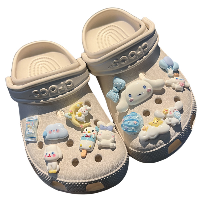 Aksesoari za Crocs: crtani pas s velikim ušima, DIY cvijet za tenisice s motivom oblaka i sladoleda, kompatibilno s Carlochi kopčom