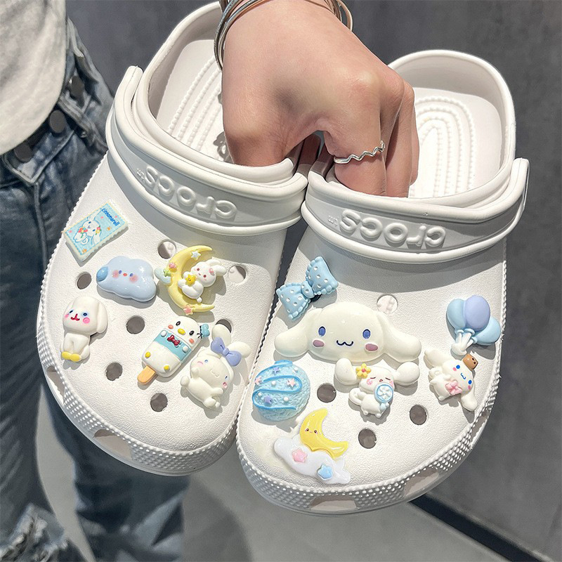 Aksesoari za Crocs: crtani pas s velikim ušima, DIY cvijet za tenisice s motivom oblaka i sladoleda, kompatibilno s Carlochi kopčom