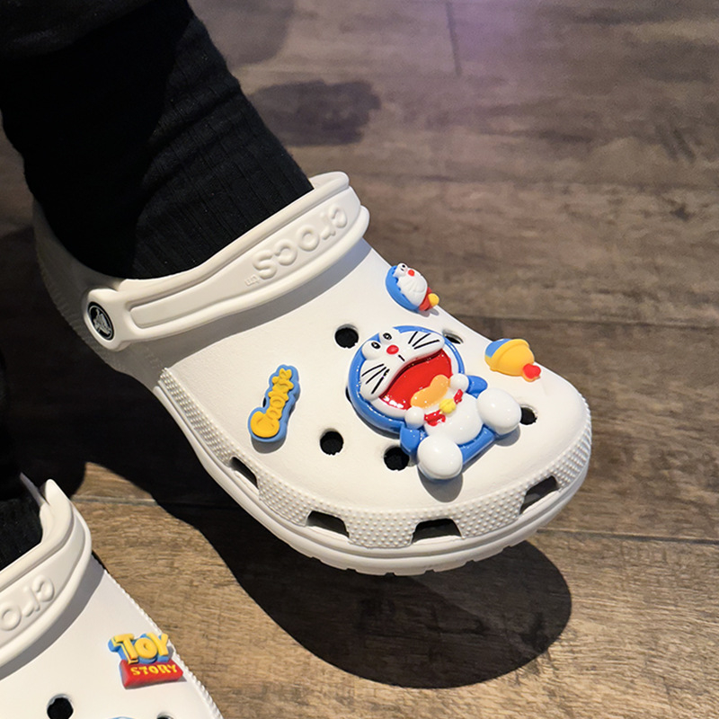 DIY sladak plavi mačji charm za Crocs-stil sandale – sjedeća poza, cvjetne kopče, dekorativne kopče