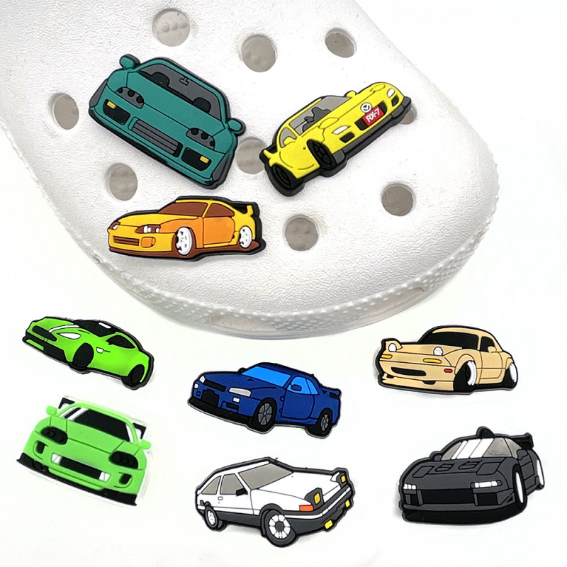 Set karikatura automobila JDM serije — ukrasne kopče za Crocs-stil papuče