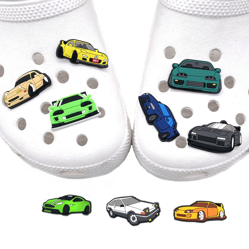 Set karikatura automobila JDM serije — ukrasne kopče za Crocs-stil papuče