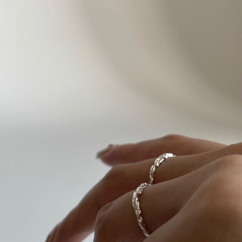 Maisaka S925 sterling srebro, unisex ručno izrađen teksturirani prsten s plisiranim dizajnom