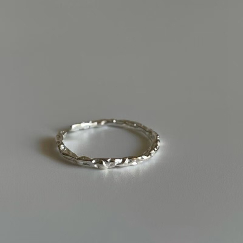 Maisaka S925 sterling srebro, unisex ručno izrađen teksturirani prsten s plisiranim dizajnom