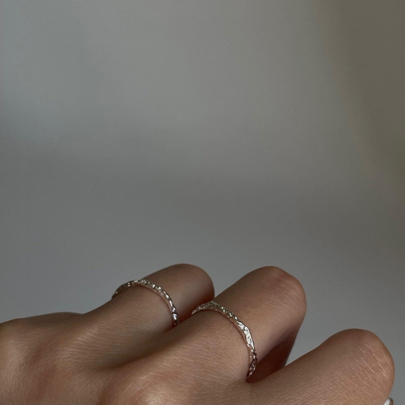Maisaka S925 sterling srebro, unisex ručno izrađen teksturirani prsten s plisiranim dizajnom