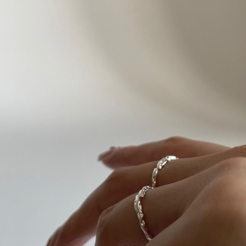 Maisaka S925 sterling srebro, unisex ručno izrađen teksturirani prsten s plisiranim dizajnom