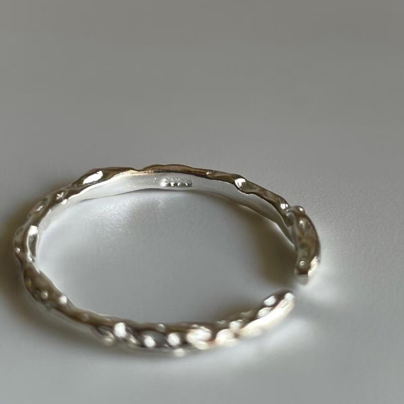 Maisaka S925 sterling srebro, unisex ručno izrađen teksturirani prsten s plisiranim dizajnom