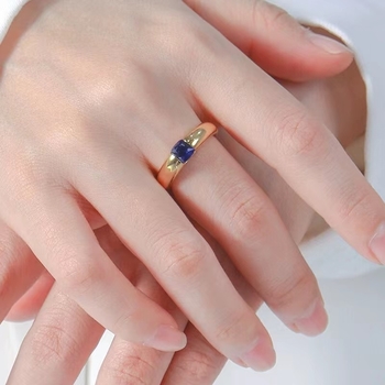 Unisex prsten od prirodnog safira s bojanim kamenjem, bakar, geometrijski dizajn, elektroplatiranje