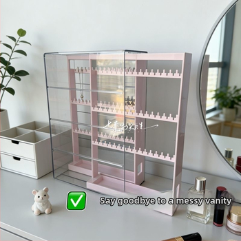 Priehľadný plastový organizér na šperky – box na náhrdelníky, náramky a náušnice, odolný voči prachu