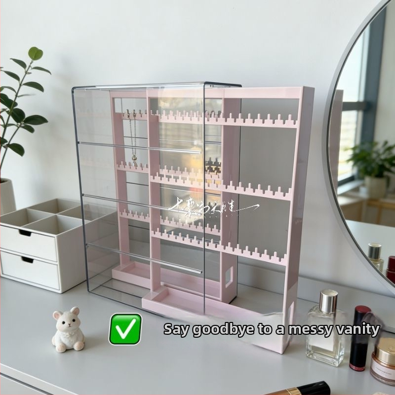 Priehľadný plastový organizér na šperky – box na náhrdelníky, náramky a náušnice, odolný voči prachu