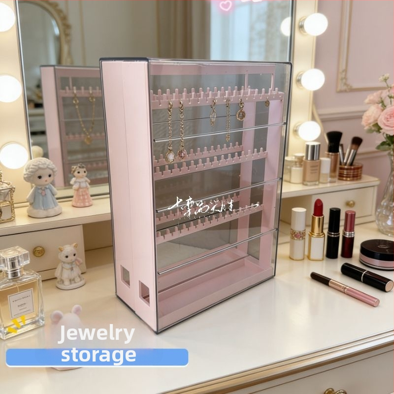 Priehľadný plastový organizér na šperky – box na náhrdelníky, náramky a náušnice, odolný voči prachu