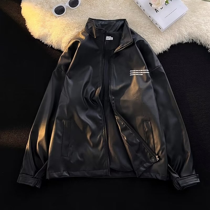 Мъжко PU кожено яке, есен 2022, casual свободна кройка, модерно и универсално за каране на велосипед, UV защита