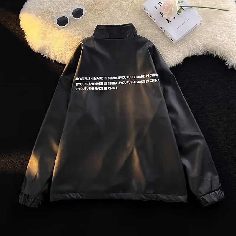 Мъжко PU кожено яке, есен 2022, casual свободна кройка, модерно и универсално за каране на велосипед, UV защита