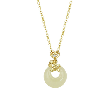 Sterling srebro S999, Hetian jade Peace privjesak, zodijak konj, lanac ključnice, lagani luksuzni dizajn