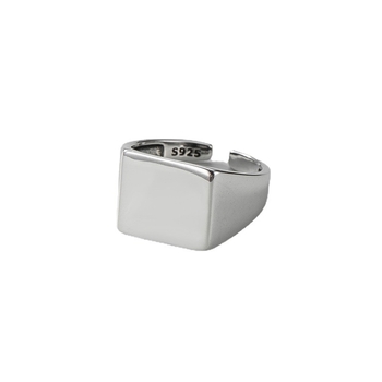S925 sterling srebrni osnovni geometrijski kvadratni prsten s glatkom sjajnom površinom, unisex minimalistički stil