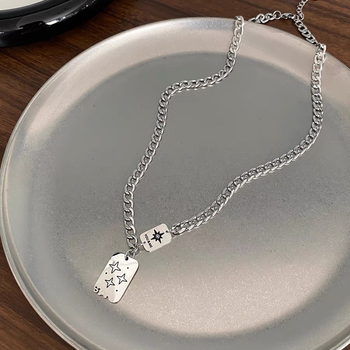 Minimalistička ogrlica od nehrđajućeg čelika s petokrakom zvijezdom, unisex, personalizirana
